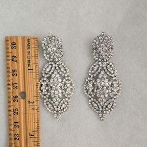 Silver And Rhinestone Bangle Earrings